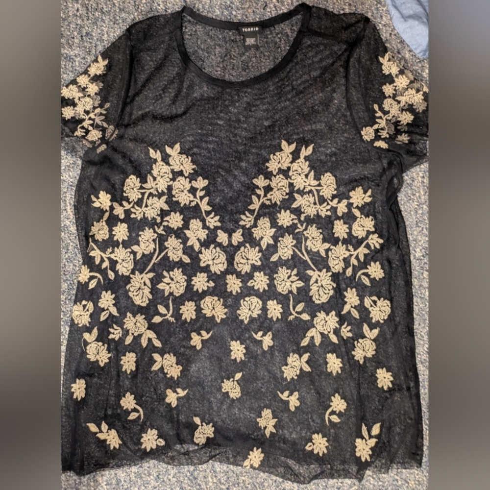 Torrid sheer embroidery top